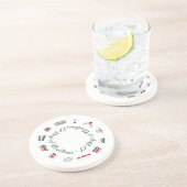 12 kerstdagen in een cirkel van rood en groen zandsteen onderzetter (Zijkant)