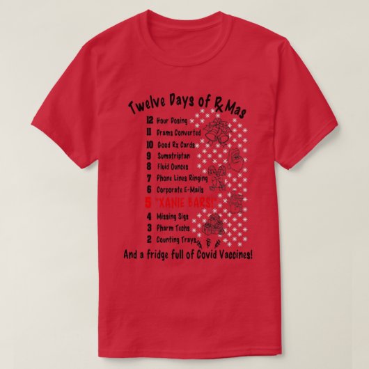 12 kerstdagen met apotheek 1 t-shirt (Design voorkant)