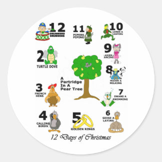 12 kerstdagen ronde sticker