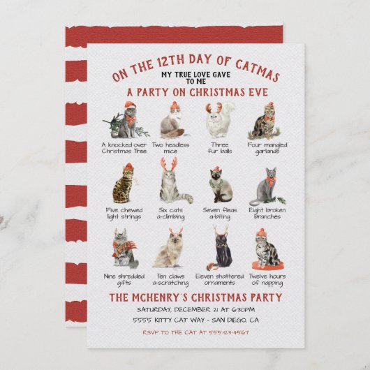 12 kerstfeestdag kaart (Voorkant / Achterkant)