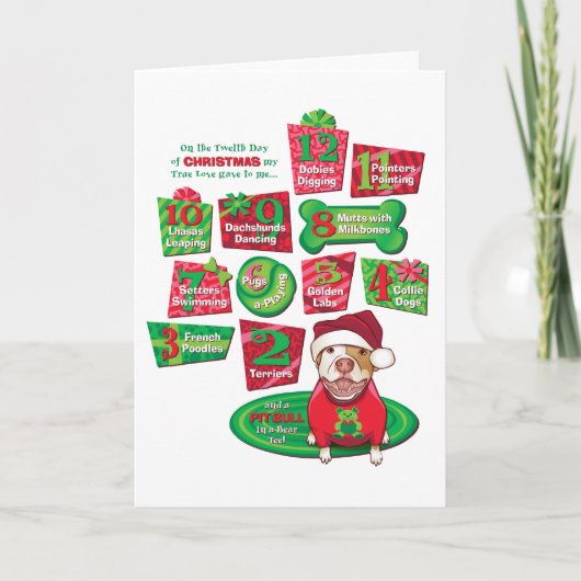 12 Kersthonden Feestdagen Kaart (Voorkant)