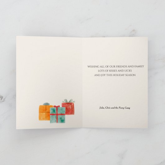 12 Kersthonden in feestelijke Petten bogen Kaart (Binnen)