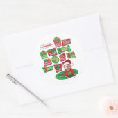 12 Kersthonden Ronde Sticker (Envelop)