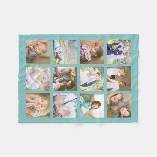 12 Kierkante fotocollage bewerkbare kleur Fleece Deken (Voorkant (Horizontaal))