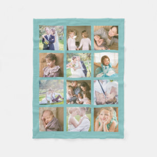 12 Kierkante fotocollage bewerkbare kleur Fleece Deken