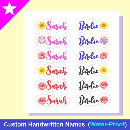 12 kleine grillige Daisy naam labels set