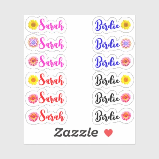 12 kleine grillige Daisy naam labels set (Vel)