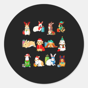 12 Konijn van Kerstmis Konijn Kerstmis Xmas Ronde Sticker