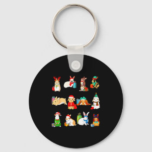 12 Konijn van Kerstmis Konijn Kerstmis Xmas Sleutelhanger