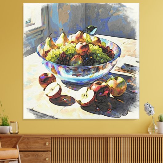 *~* 12 Kristallen kom Stilleven Fruit SC6 Canvas Afdruk (Insitu (Woonkamer))
