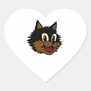 12 KUSTZWART EN BROWN NAUGHTY CAT HART STICKER