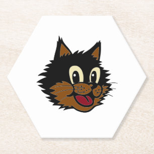 12 KUSTZWART EN BROWN NAUGHTY CAT KARTONNEN ONDERZETTERS