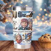 12 Leuke Kerstfoto's Collage Geïsoleerde Drinkbeker