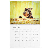 12 Maand Schattige Schnauzer Dogs Waterverf Art Kalender (Feb 2026)