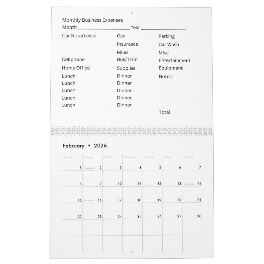 12 Maandelijkse kalender Zakelijke uitgaven Bladen (Feb 2026)