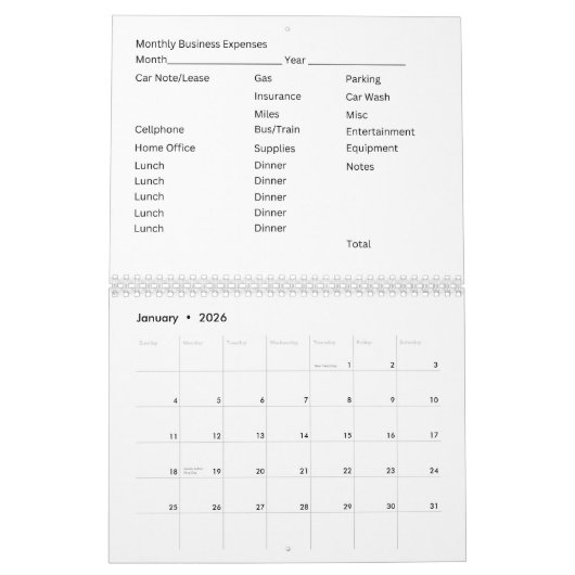 12 Maandelijkse kalender Zakelijke uitgaven Bladen (Jan 2026)