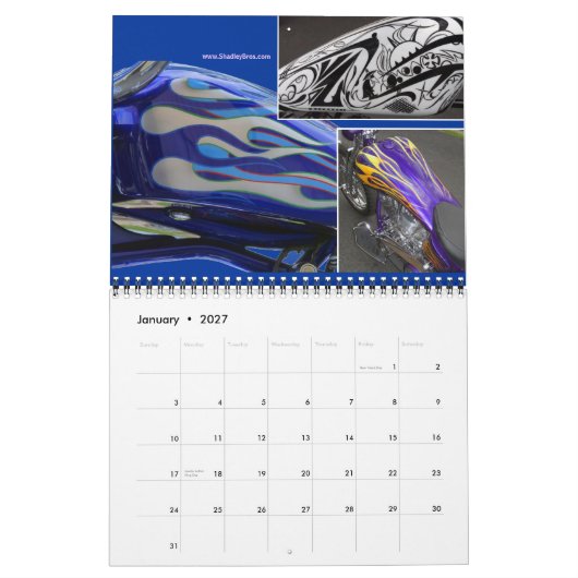 12 maanden 2013 aangepast motorfietsenschilderij m kalender (Jan 2027)