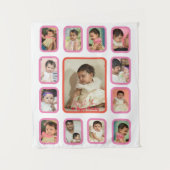 12 maanden Baby foto Collage Tapestry for baby Wandkleed (Voorkant)