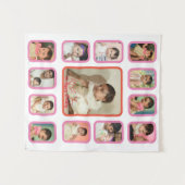12 maanden Baby foto Collage Tapestry for baby Wandkleed (Voorkant (horizontaal))