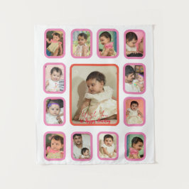 12 maanden baby foto collage wandkleed voor baby