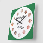 12 maanden baby foto's Groene douane Vierkante Klok (Hoek)