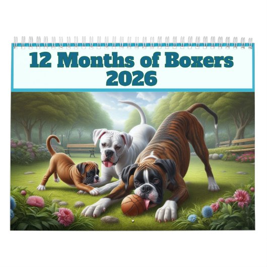 12 maanden Boxer Dogs: Year Long Boxer Dog Fun Kalender (Hoes)