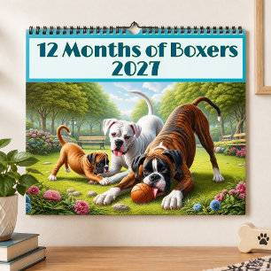 12 Maanden Boxerhonden: Jaar lang Boxerhond Plezie Kalender