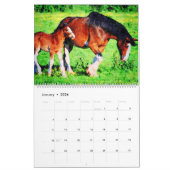 12 maanden Clydesdale Waterverf voor zware paarden Kalender (Jan 2026)
