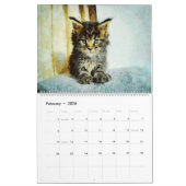 12 maanden Cute Maine Coon Cats Waterverf Painting Kalender (Feb 2026)