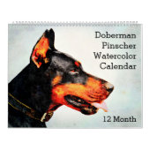 12 maanden Doberman Pinscher Dog Waterverf Schilde Kalender (Hoes)