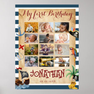12 maanden eerste jaar fotocollage poster