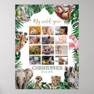 12 maanden eerste jaar fotocollage poster