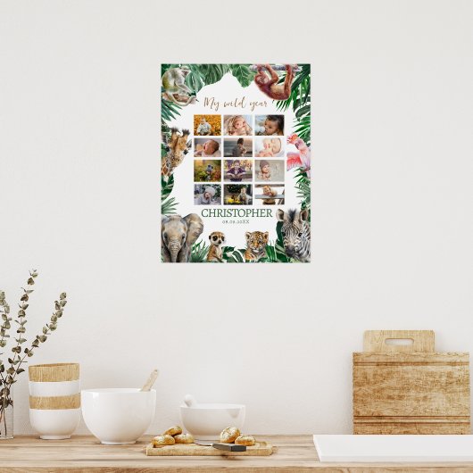 12 maanden eerste jaar fotocollage poster (Keuken)