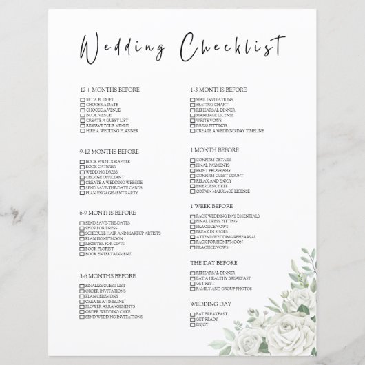 12 maanden Emerald Green Wedding Checklist (Voorkant)