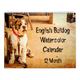 12 maanden Engelse Bulldog British Bull Dogs Art Kalender