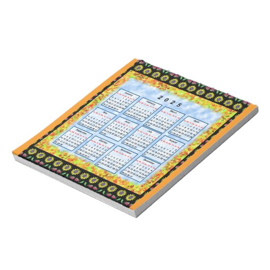 12 maanden Engelse kalender van het jaar 2025 Notitieblok (Linkerzijde)