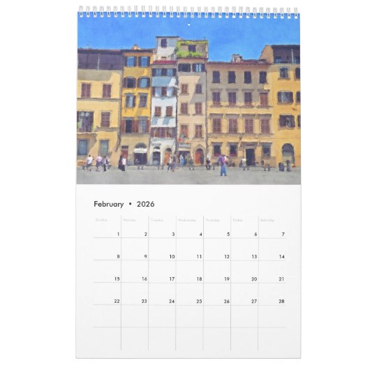 12 maanden Florence, Italië Fotokalender Kalender (Feb 2026)