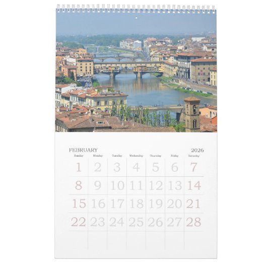 12 maanden Florence, Italië Fotokalender Kalender (Feb 2026)