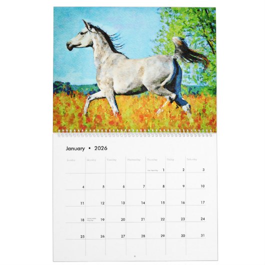 12 maanden Gespiriseerde Arabische paarden Waterve Kalender (Jan 2026)