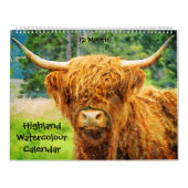 12 maanden Hogeland Koe Waterverf schilderijen Kalender (Hoes)