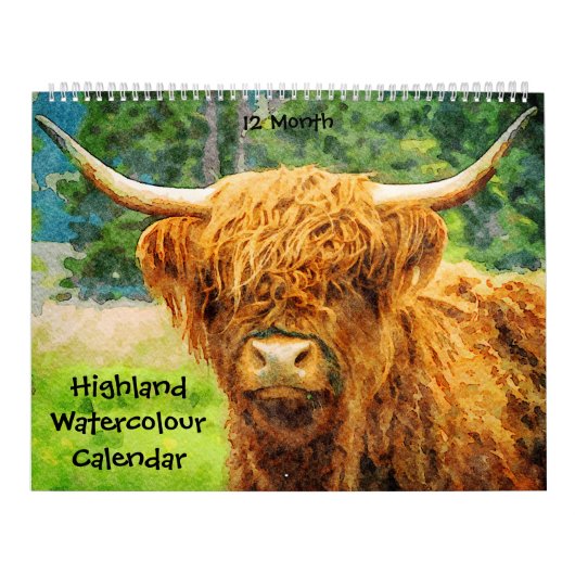 12 maanden Hogeland Koe Waterverf schilderijen Kalender (Hoes)