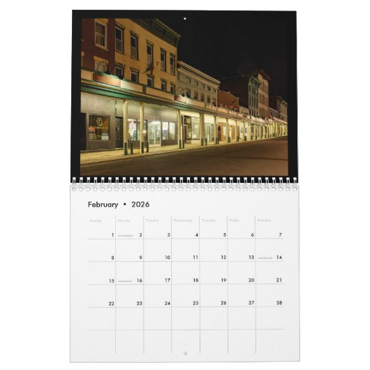 12 maanden in Central NY Kalender (Feb 2026)