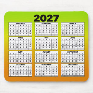 12-maanden jaarkalender voor 2027 muismat