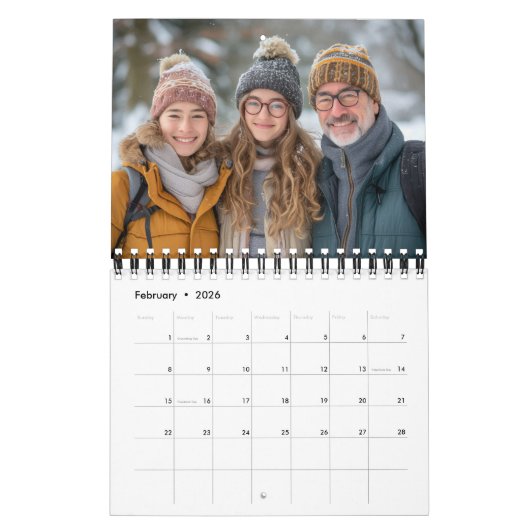 12 maanden Kalender 2026 Uw eigen foto elke maand (Feb 2026)