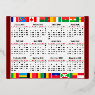 12 maanden kalender van het jaar 2025 folie feestdagen briefkaart