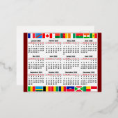 12 maanden kalender van het jaar 2025 folie feestdagen briefkaart (Voorkant / Achterkant)