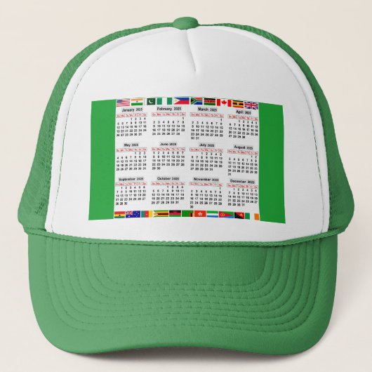 12 maanden kalender van het jaar 2025 trucker pet (Voorkant)