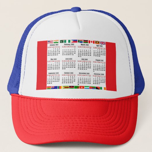 12 maanden kalender van het jaar 2025 trucker pet (Voorkant)