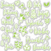 12 maanden kalligrafie bladstickers groen sticker (Voorkant)