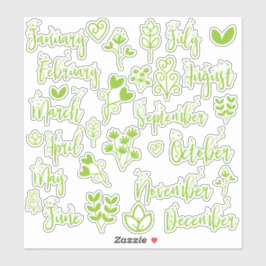 12 Maanden Leaf Journal Stickers in Lawn Green